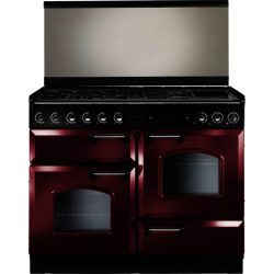 Rangemaster Classic 110cm Dual Fuel 94720 Lidded Range Cooker in Cranberry with Chrome Trim and FSD Hob
